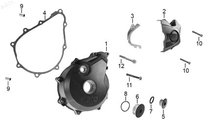 Diagrama Cubierta Izquierda Cárter para moto Hero HUNK 190 R 2022 — refacciones compatibles