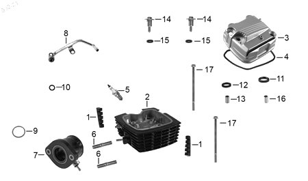 Diagrama Cabeza de Cilindro para moto Hero HUNK 190 R 2022 — refacciones compatibles