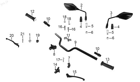 Diagrama Manubrio — Manubrio para moto Hero HUNK 190 R 2022-2024