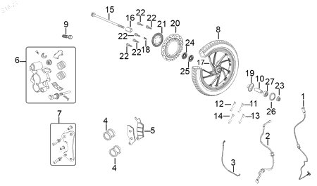Diagrama Rueda Delantera para moto Hero HUNK 190 R 2022 — refacciones compatibles