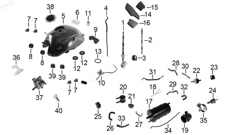 Diagrama Tanque de combustible — Tanque Combustible para moto Hero HUNK 190 R 2022-2024