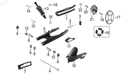 Diagrama Amortiguación Trasera y Suspensión para moto Hero HUNK 190 R 2022 — refacciones compatibles