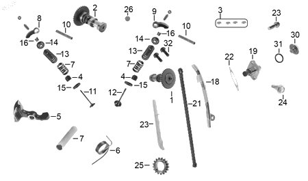 Diagrama Tren de valvulas — Resorte Leva Descompresion para moto Hero HUNK 250 2026-2027