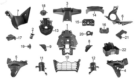 Diagrama Plásticos — Cubierta Central Asiento para moto Hero HUNK 250 2026-2027