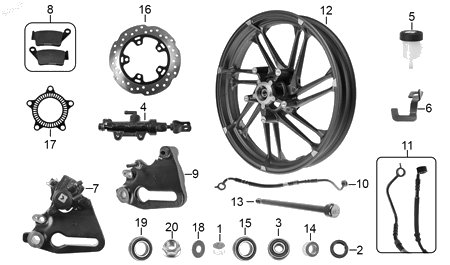 Diagrama Rueda trasera — Deposito Bomba Freno Tras para moto Hero HUNK 250 2026-2027