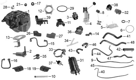Diagrama Tanque de combustible — Soporte Filtro Gasolina Ext para moto Hero HUNK 250 2026-2027