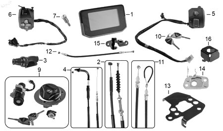 Diagrama Controles y mandos — Juego Cerraduras para moto Hero HUNK 250 2026-2027