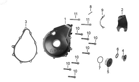 Diagrama Cubierta Izquierda Cárter para moto Hero HUNK XTREME 160 R 2027 — refacciones compatibles