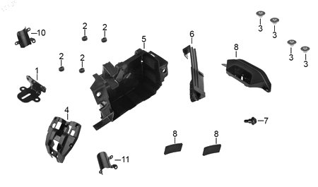 Diagrama Plásticos — Caja Bateria para moto Hero HUNK XTREME 160 R 2025-2027