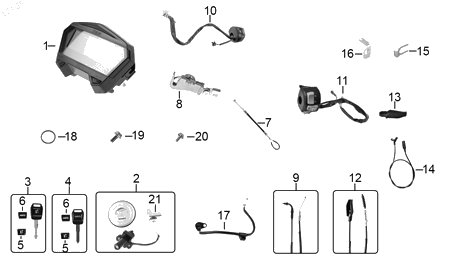 Diagrama Controles y Mandos para moto Hero HUNK XTREME 160 R 2025 — refacciones compatibles