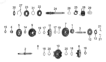 Diagrama Transmisión — Engrane para moto Hero IGNITOR 125 2022-2025