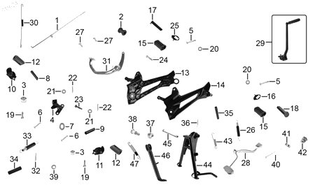 Diagrama Pedales y posapies — Base Posapie Del Izq para moto Hero IGNITOR 125 2022-2024