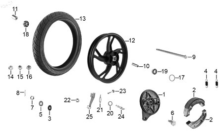 Diagrama Rueda trasera — Juego Rin Tras para moto Hero IGNITOR 125 2022-2024