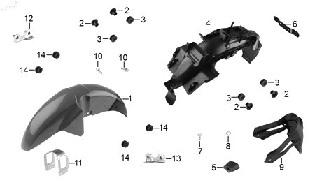 Diagrama Salpicaderas — Salpicadera Tras para moto Hero IGNITOR 125 2025
