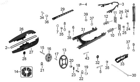Diagrama Amortiguación trasera y suspensión — Tuerca Eje para moto Hero IGNITOR 125 2022-2025