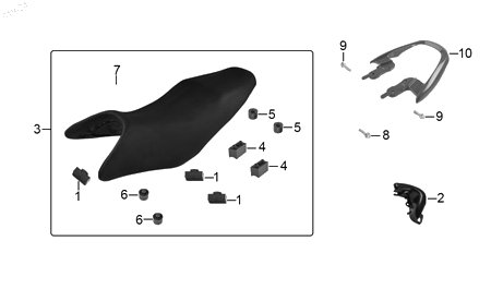 Diagrama Asientos y parrillas — Goma Tapon para moto Hero IGNITOR 125 XPULSE 200 T XPULSE 200 4V 2022-2027