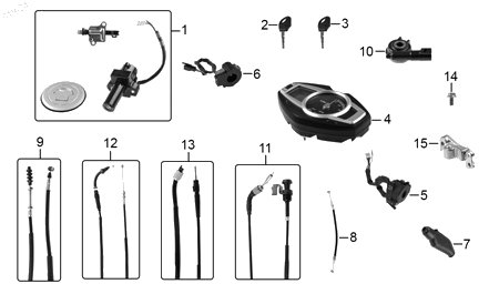 Diagrama Controles y mandos — Velocimetro para moto Hero IGNITOR 125 2025