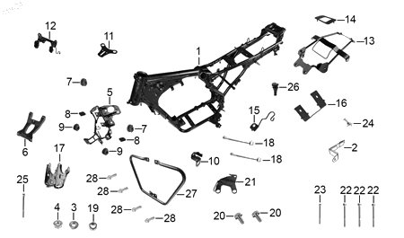 Diagrama Cuadro — Tornillo M8X75 para moto Hero IGNITOR 125 2022-2024
