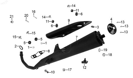 Diagrama Escape — Protector Escape para moto Hero IGNITOR 125 2025