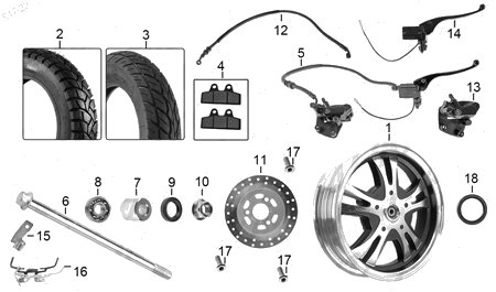 Diagrama Rueda Delantera Italika MODENA125 2022