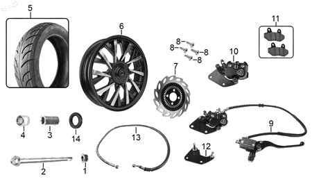 Diagrama Rueda Delantera Italika MODENA175 GPS 2026