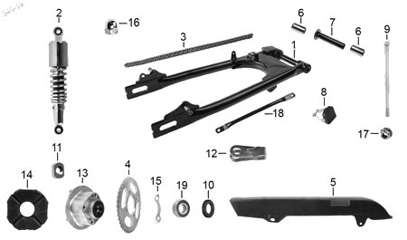 Diagrama Amortiguación Trasera y Suspensión Italika RC125 2022