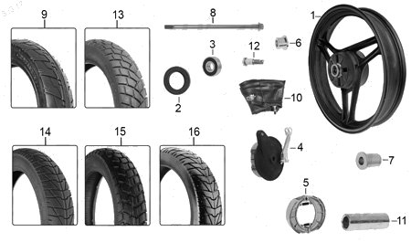 Diagrama Rueda Trasera Italika RT 200 NEGRO 2015