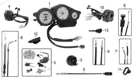 Diagrama Controles y Mandos Italika RT 200 NEGRO 2015