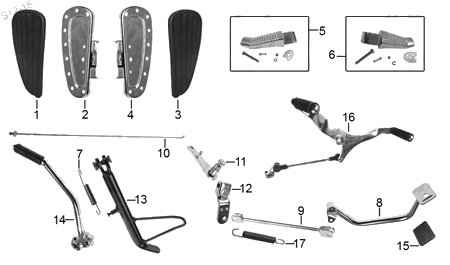 Diagrama Pedales y Posapiés Italika TC250 2015
