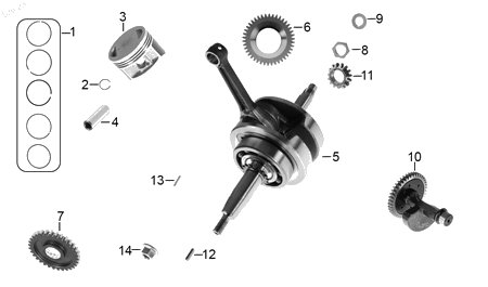 Diagrama Cigüeñal — Engrane para moto Benelli TNT 15 2023