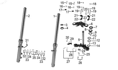 Diagrama Amortiguación delantera y dirección — Rondana M8 para moto Benelli TNT 15 2023