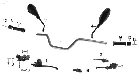 Diagrama Manubrio para moto Benelli TNT 15 2023 — refacciones compatibles