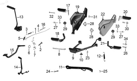 Diagrama Pedales y posapies — Posapie Tras Der para moto Benelli TNT 15 2023
