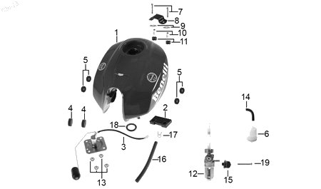 Diagrama Tanque de Combustible para moto Benelli TNT 15 2023 — refacciones compatibles