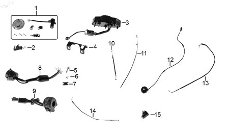 Diagrama Controles y mandos — Cerradura Asiento para moto Benelli TNT 15 2023