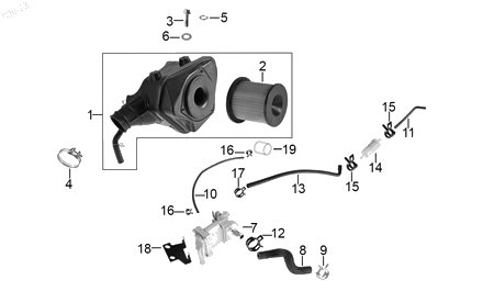 Diagrama Filtro de aire y sistema de enfriamiento — Manguera 4X8X380 para moto Benelli TNT 15 2023