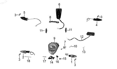 Diagrama Luces — Direccional Tras Der para moto Benelli TNT 15 2023