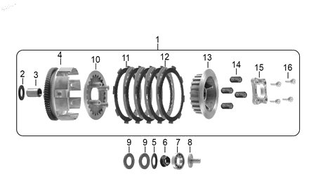 Diagrama Sistema de Embrague para moto Benelli TNT 150I 2023 — refacciones compatibles