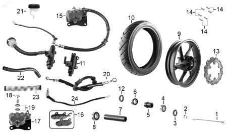 Diagrama Rueda Trasera para moto Benelli TNT 150I 2023 — refacciones compatibles
