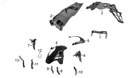 Diagrama Salpicaderas para moto Benelli TNT 150I 2023 — refacciones compatibles