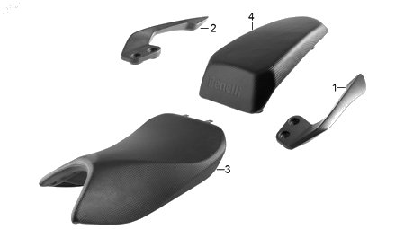 Diagrama Asientos y parrillas — Apoyabrazo Izq para moto Benelli TNT 150I TNT 25N 2023-2026
