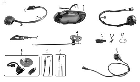 Diagrama Controles y mandos — Juego Cerraduras para moto Benelli TNT 150I 2023-2026