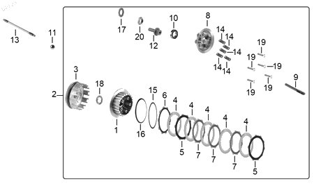 Diagrama Sistema de Embrague para moto Benelli TNT 25N 2023 — refacciones compatibles