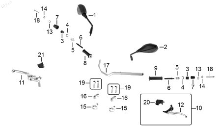 Diagrama Manubrio para moto Benelli TNT 25N 2023 — refacciones compatibles