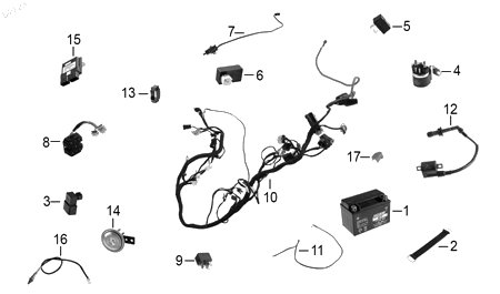 Diagrama Eléctrico para moto Benelli TNT 25N 2023 — refacciones compatibles