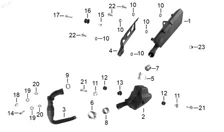 Diagrama Escape — Empaque Tubo Escape para moto Benelli TNT 25N TNT 15 2023-2026