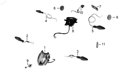 Diagrama Luces para moto Benelli TNT 150I 2023 — refacciones compatibles