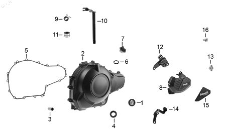 Diagrama Cubierta derecha carter — Tapon Aceite para moto Benelli TRK 502 2025-2026