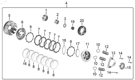 Diagrama Sistema de embrague — Pastas Clutch para moto Benelli TRK 502 2025-2026