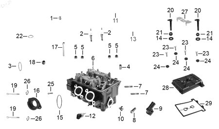Diagrama Cabeza de cilindro — Empaque Union para moto Benelli 302S 2025-2026